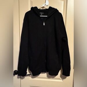 Attention Men's Black Zip-Up  Hooded Sweater